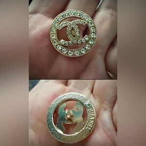 CC(Set of 6)22mm=0.87”-Brilliant Gold metal&crystal shanked buttons/🎁Charm/👀Pics